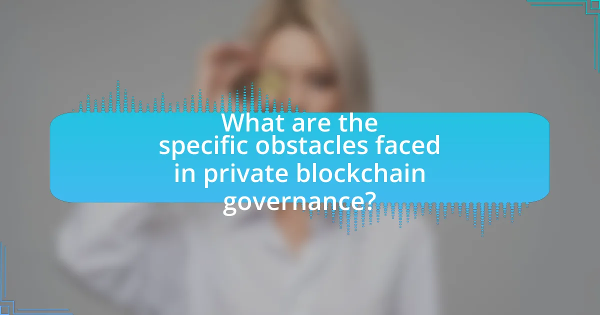 What are the specific obstacles faced in private blockchain governance?